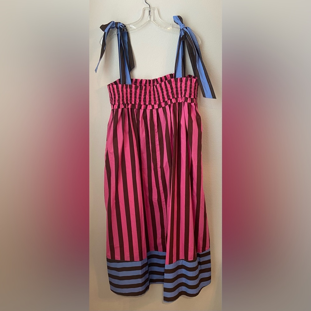 NWT Buru Tie Shoulder Stripe Midi Dress SZ L/XL - Picture 3 of 7